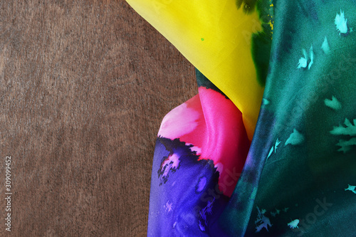 Silk colored fabric on dark...