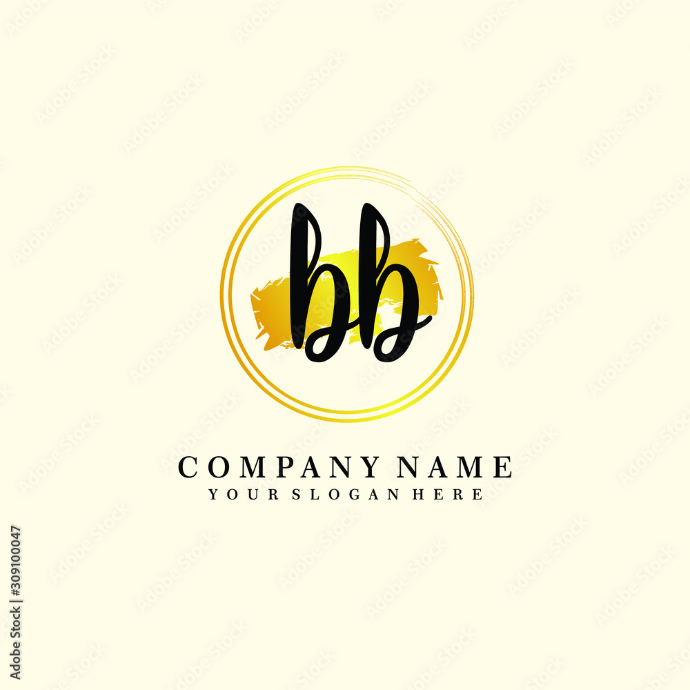 Obraz premium Initial BB handwriting logo, and brush circle template 