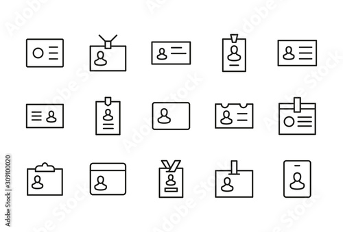 Stroke line icons set of personal card.