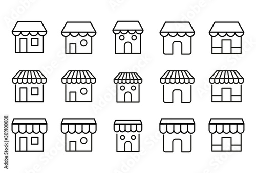 Modern thin line icons set of shop.