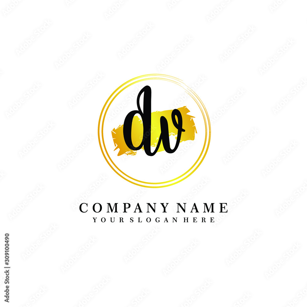 Initial DV handwriting logo, and brush circle template Initial DV handwriting logo, and brush circle template