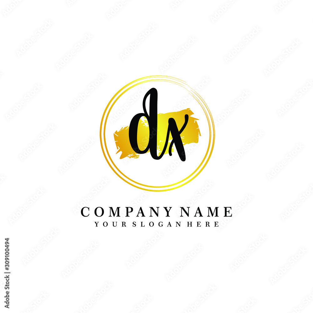 Obraz premium Initial DX handwriting logo, and brush circle template 