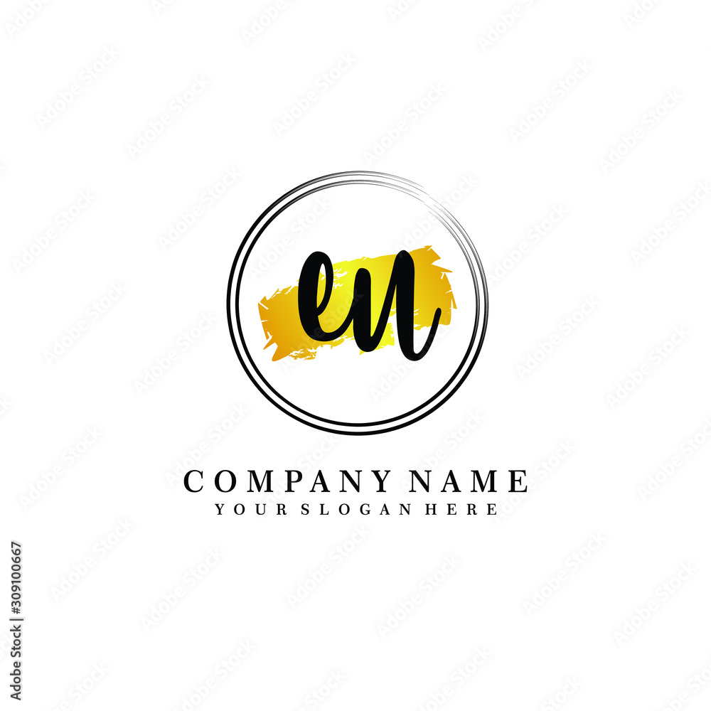 Initial EU handwriting logo, and brush circle template Initial EU handwriting logo, and brush circle template