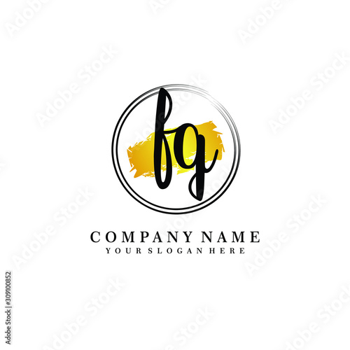 Initial FQ handwriting logo, and brush circle template 