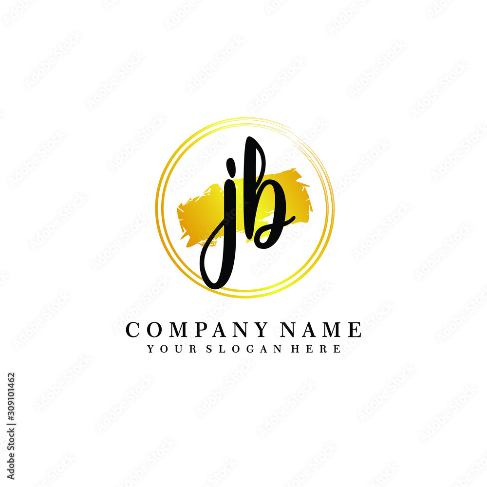 Initial JB handwriting logo, and brush circle template Initial JB handwriting logo, and brush circle template