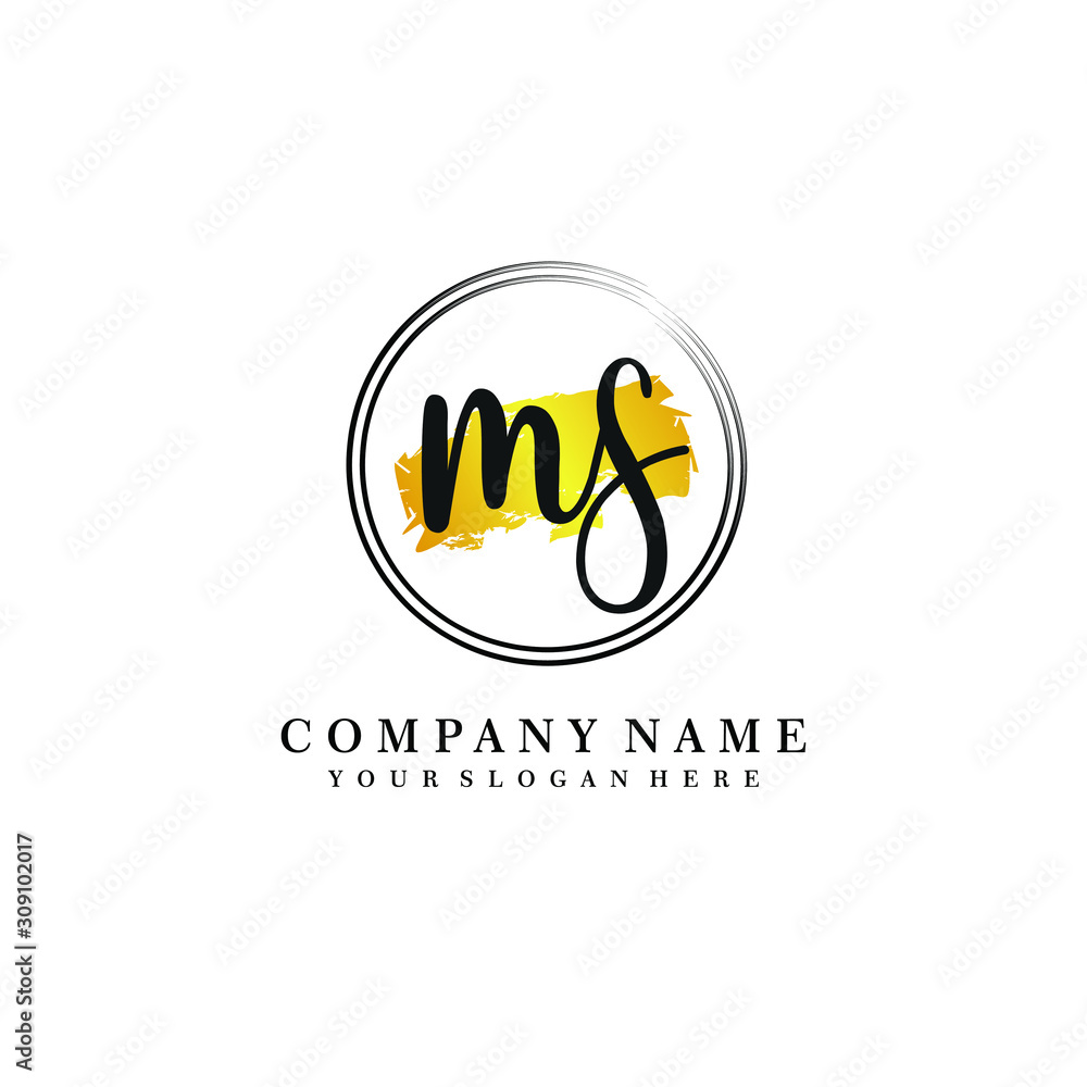 Initial MS handwriting logo, and brush circle template Initial MS handwriting logo, and brush circle template