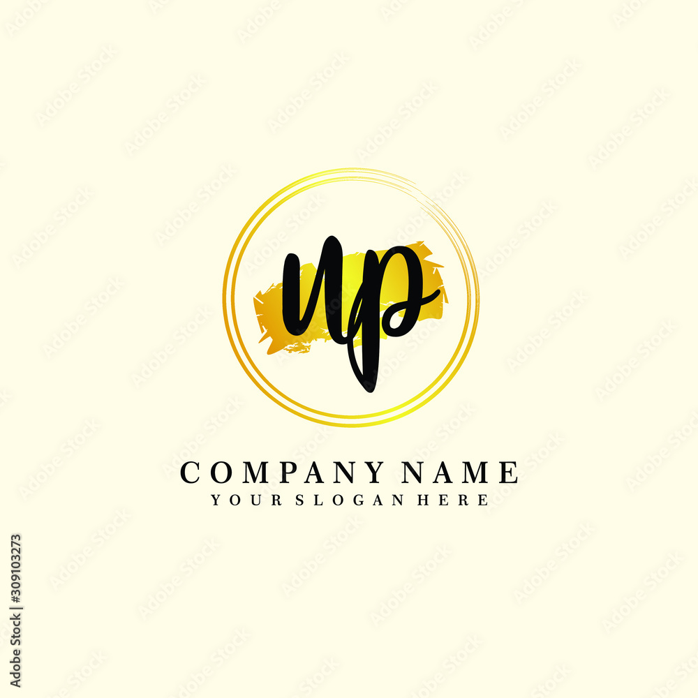 Initial UP handwriting logo, and brush circle template Initial UP handwriting logo, and brush circle template
