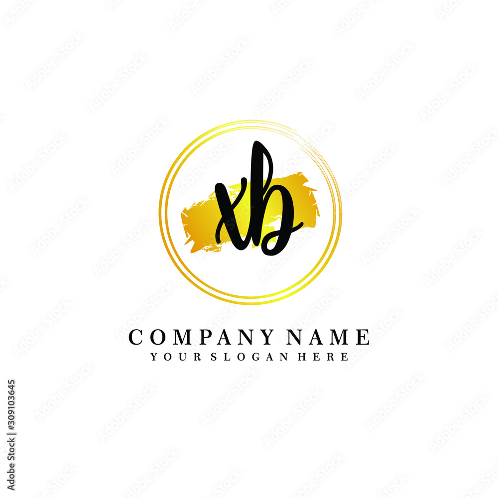 Fototapeta premium Initial XB handwriting logo, and brush circle template 