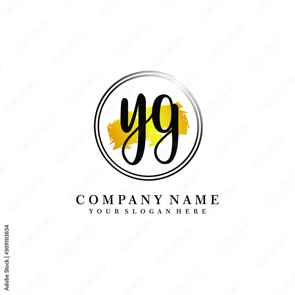 Obraz premium Initial YG handwriting logo, and brush circle template