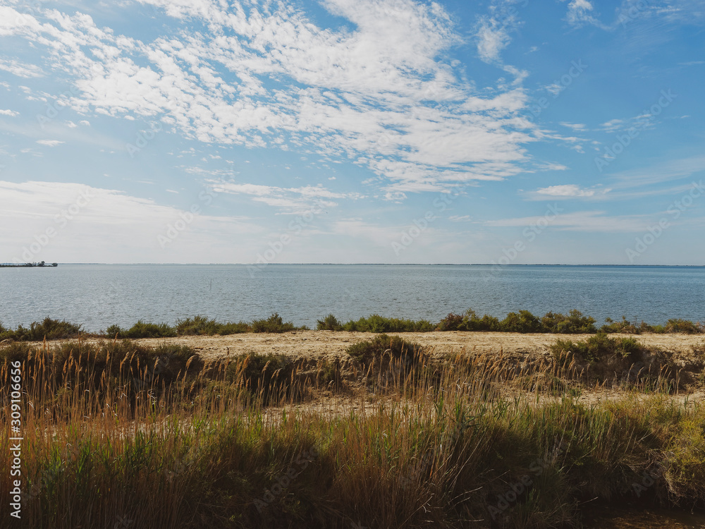 Paysage de Camargue. Etang de vaccarès