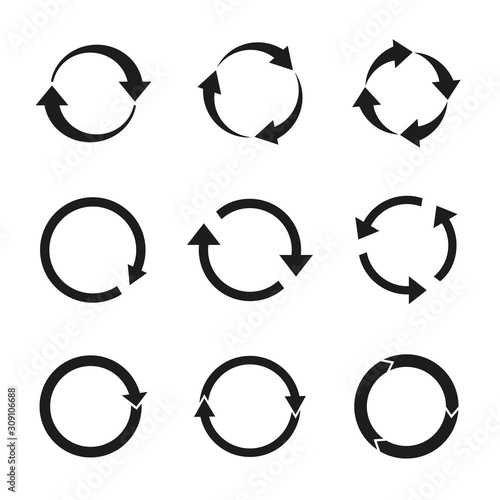Arrows refresh, recycling icon. Vector illustration, flat design