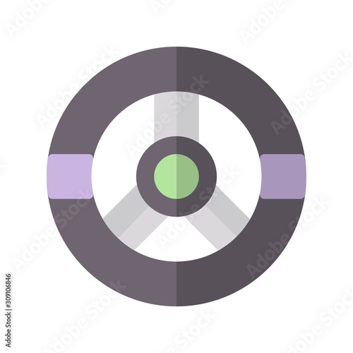 Icon steering whee in flat style. vector illustration and editable stroke. Isolated on white background.