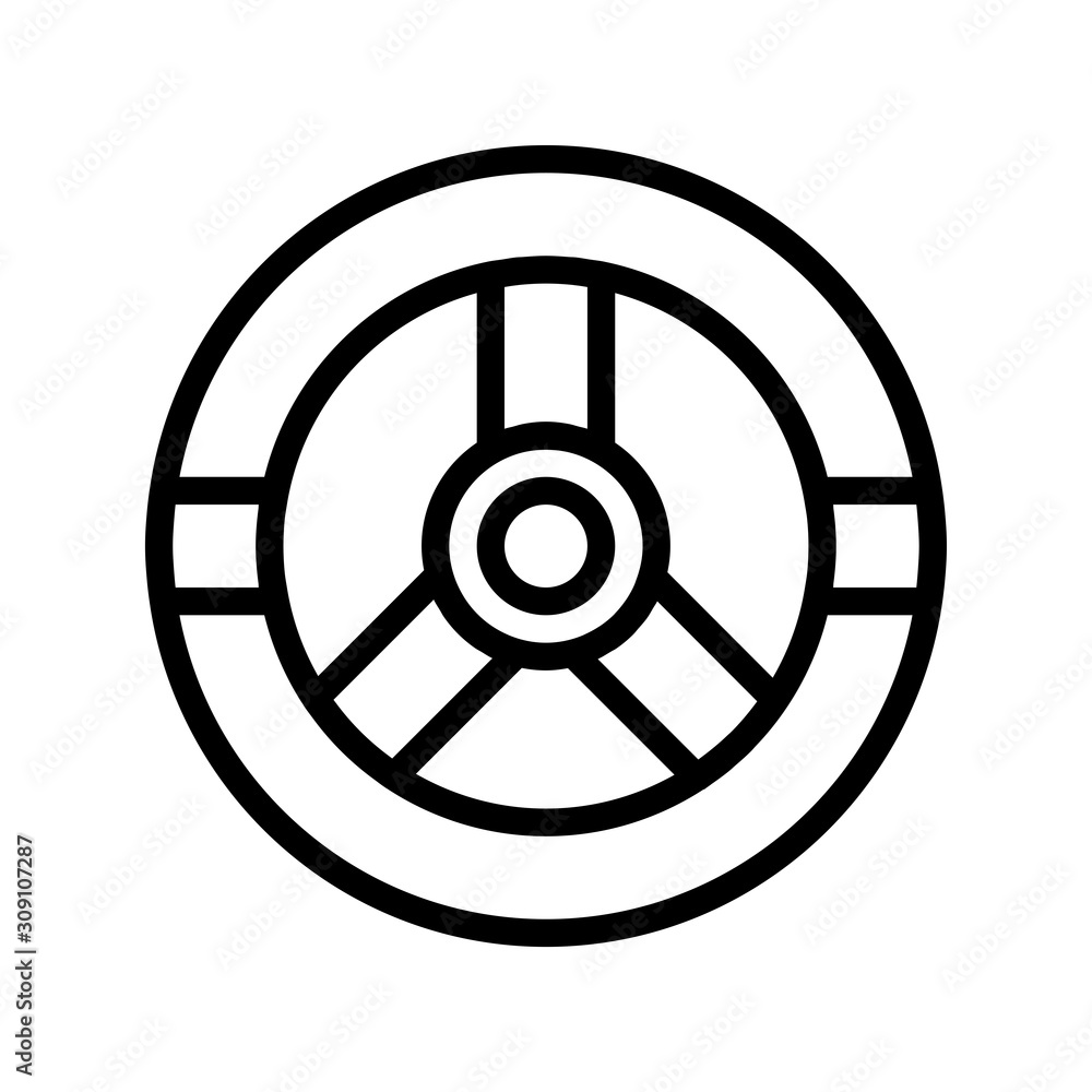 Icon steering whee in outline style. vector illustration and editable stroke. Isolated on white background. Icon steering whee in outline style. vector illustration and editable stroke. Isolated on white background.
