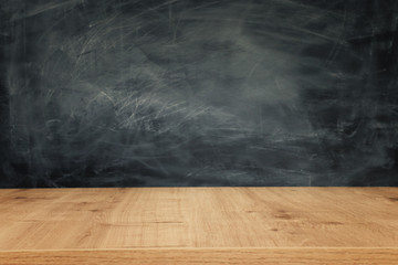 Education image – empty table and blackboard
