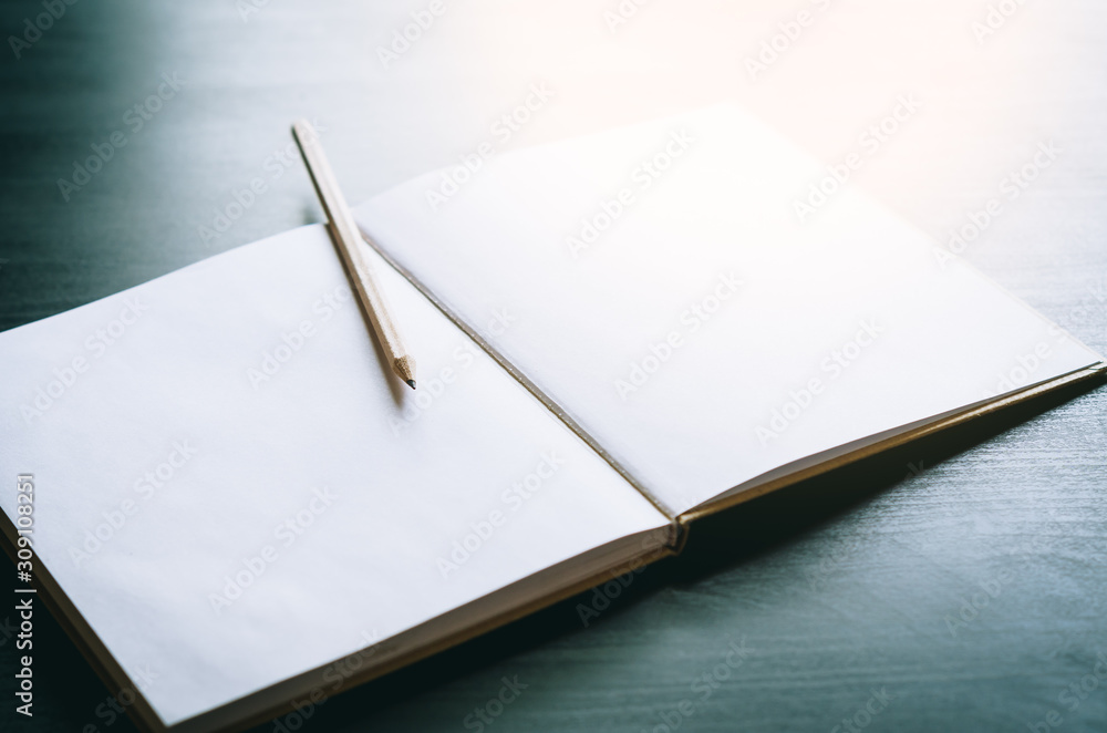 pencil place on empty notebook page to present calm and minimal style pencil place on empty notebook page to present calm and minimal style