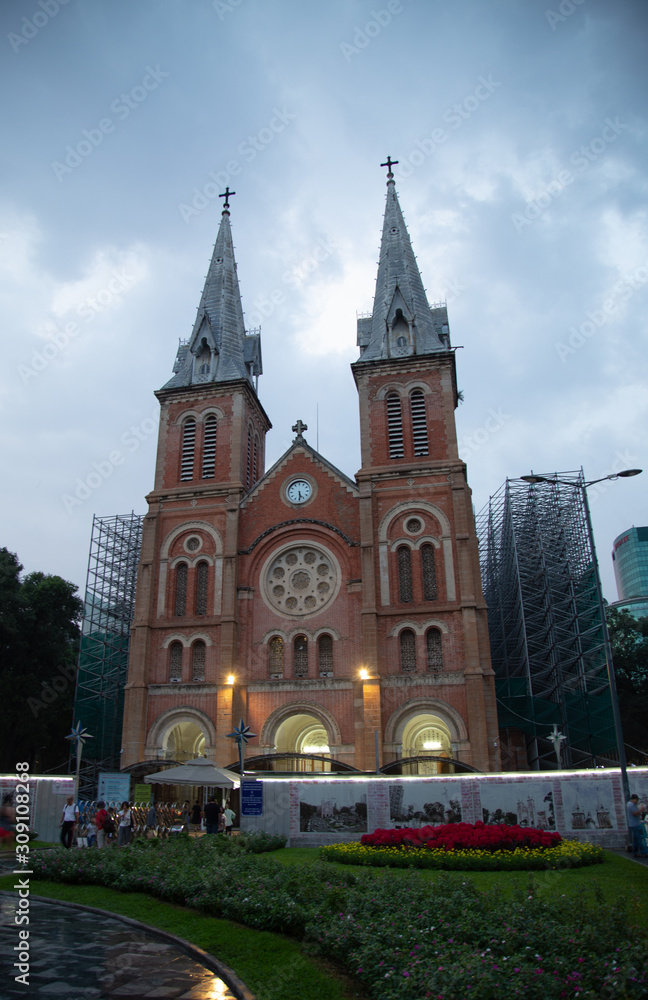 Saigon Notre Dame Basilica in Ho Chi Minh City, Vietnam. November 2019.