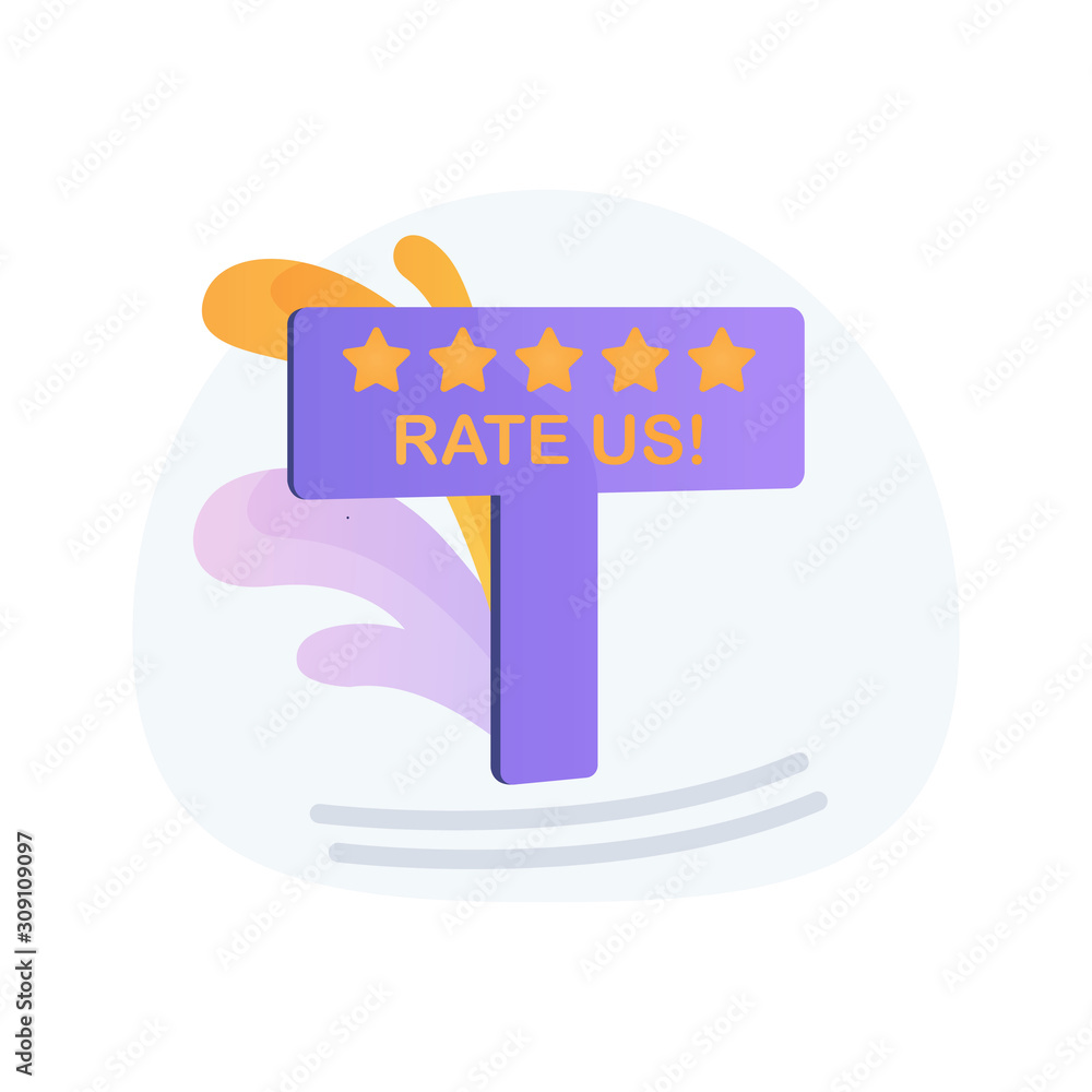 Fototapeta premium Customer reviews, rating, feedback and classification concept with 5 stars. modern flat Vector Illustration