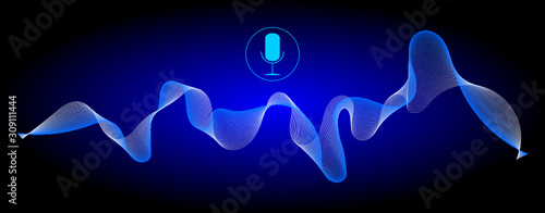 Voice Recognition with a microphone and soundwaves - illustration