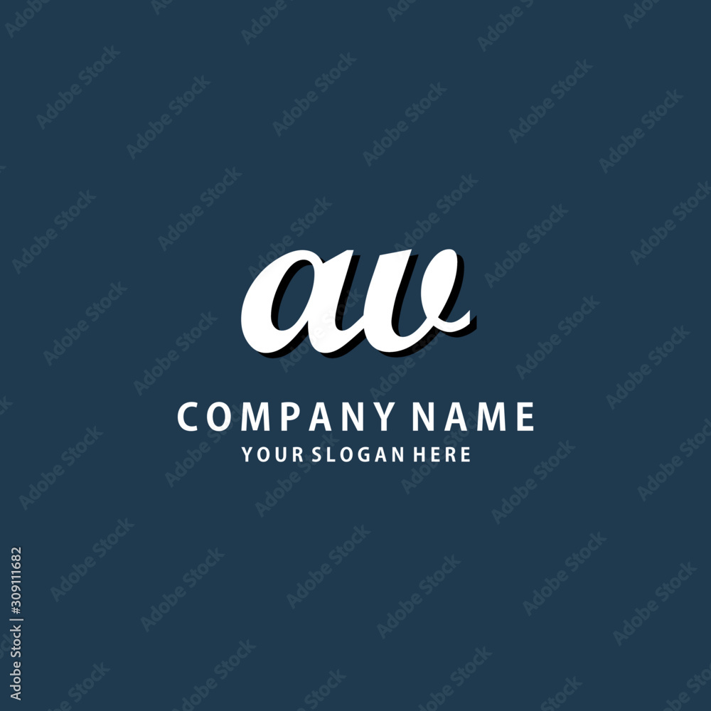 Initial AV white color logo template Initial AV white color logo template