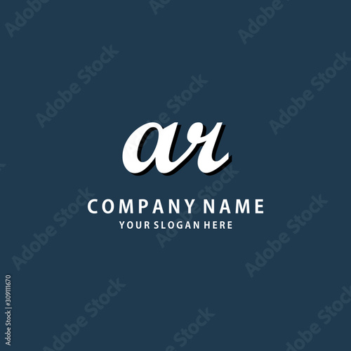Initial AR white color logo template 
