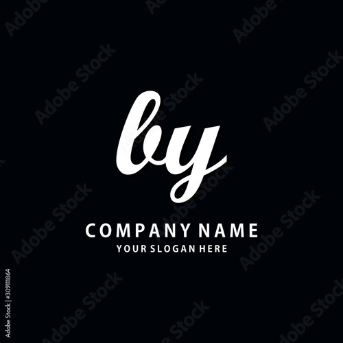 Initial BY white color logo template 