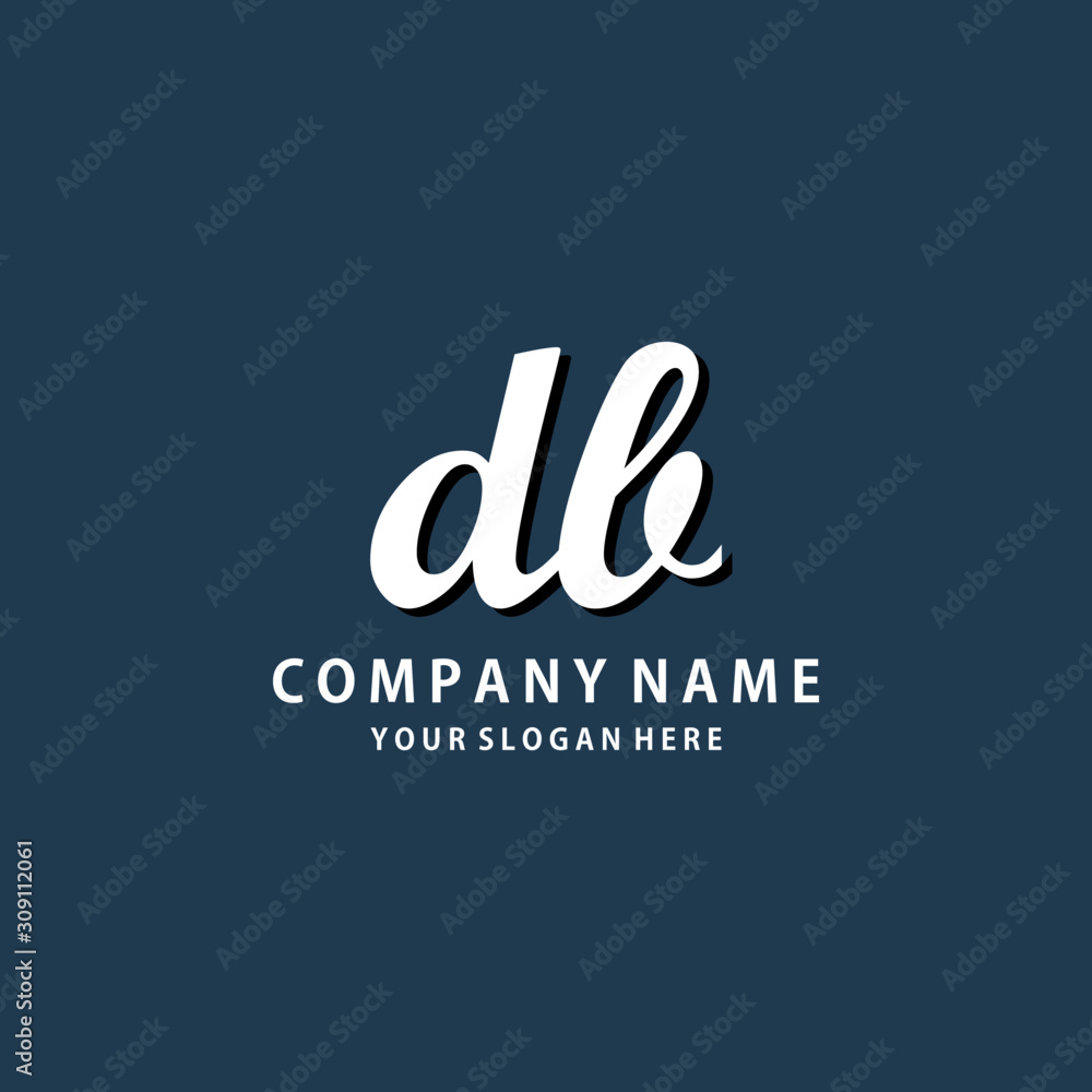 Initial DB white color logo template Initial DB white color logo template