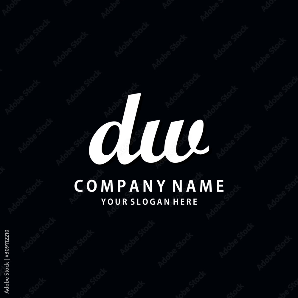 Obraz premium Initial DW white color logo template 