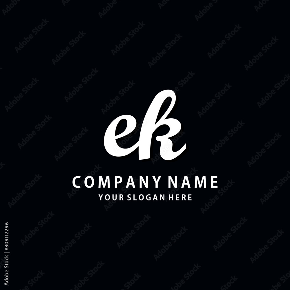 Initial EK white color logo template Initial EK white color logo template