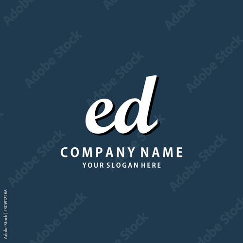 Initial ED white color logo template 
