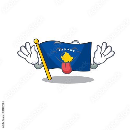 Super cute flag kosovo cartoon design with Tongue out