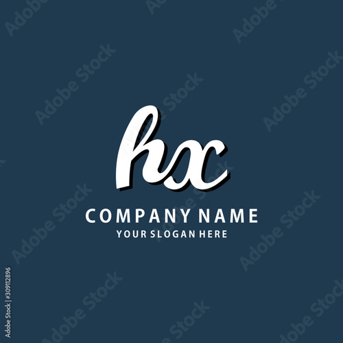 Initial HX white color logo template 
