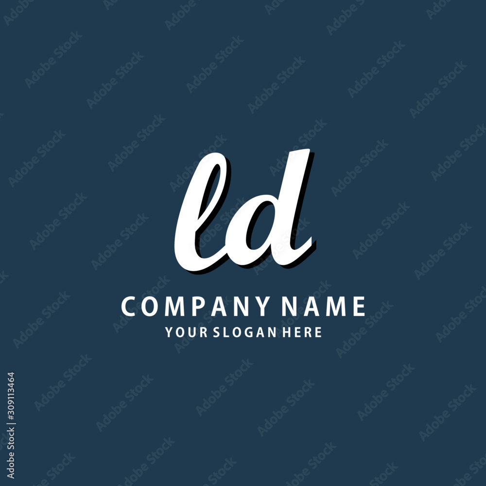 Initial LD white color logo template Initial LD white color logo template