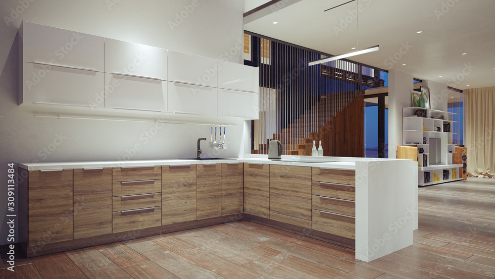 modern domestic kitchen interior. modern domestic kitchen interior.