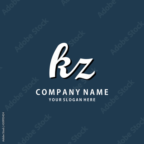 Initial KZ white color logo template 