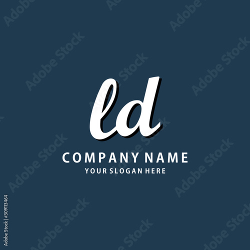 Initial LD white color logo template 