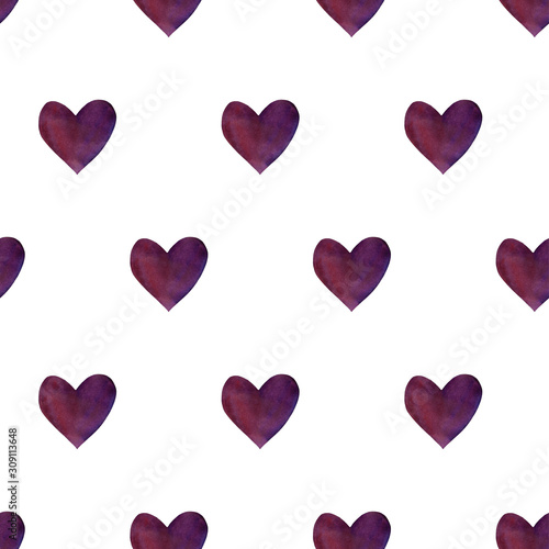Seamless pattern with watercolor hearts. Romantic love hand drawn backgrounds texture. For greeting cards  wrapping paper  packaging  wedding  birthday  fabric  textile  Valentine s Day  mother s Day