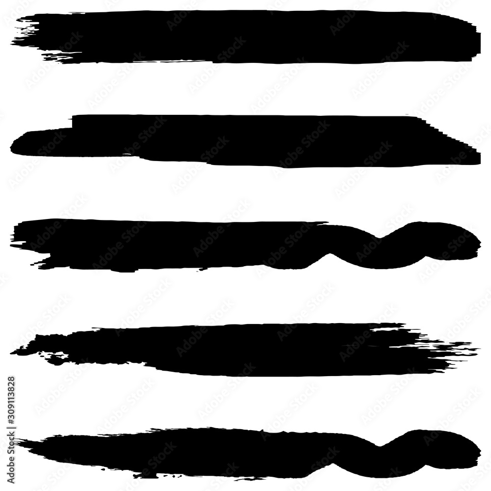 Collection of grunge brushes. Vector paint strokes with a dry brush. Abstract ink spots on white background Collection of grunge brushes. Vector paint strokes with a dry brush. Abstract ink spots on white background
