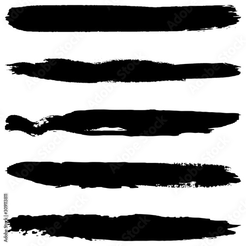 Collection of grunge brushes. Vector paint strokes with a dry brush. Abstract ink spots on white background