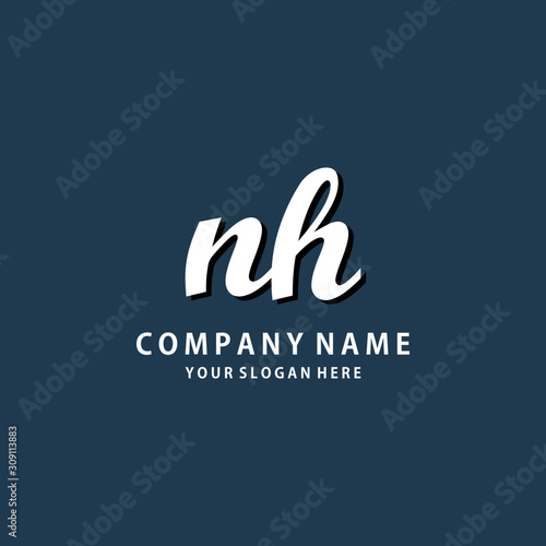 Initial NH white color logo template 