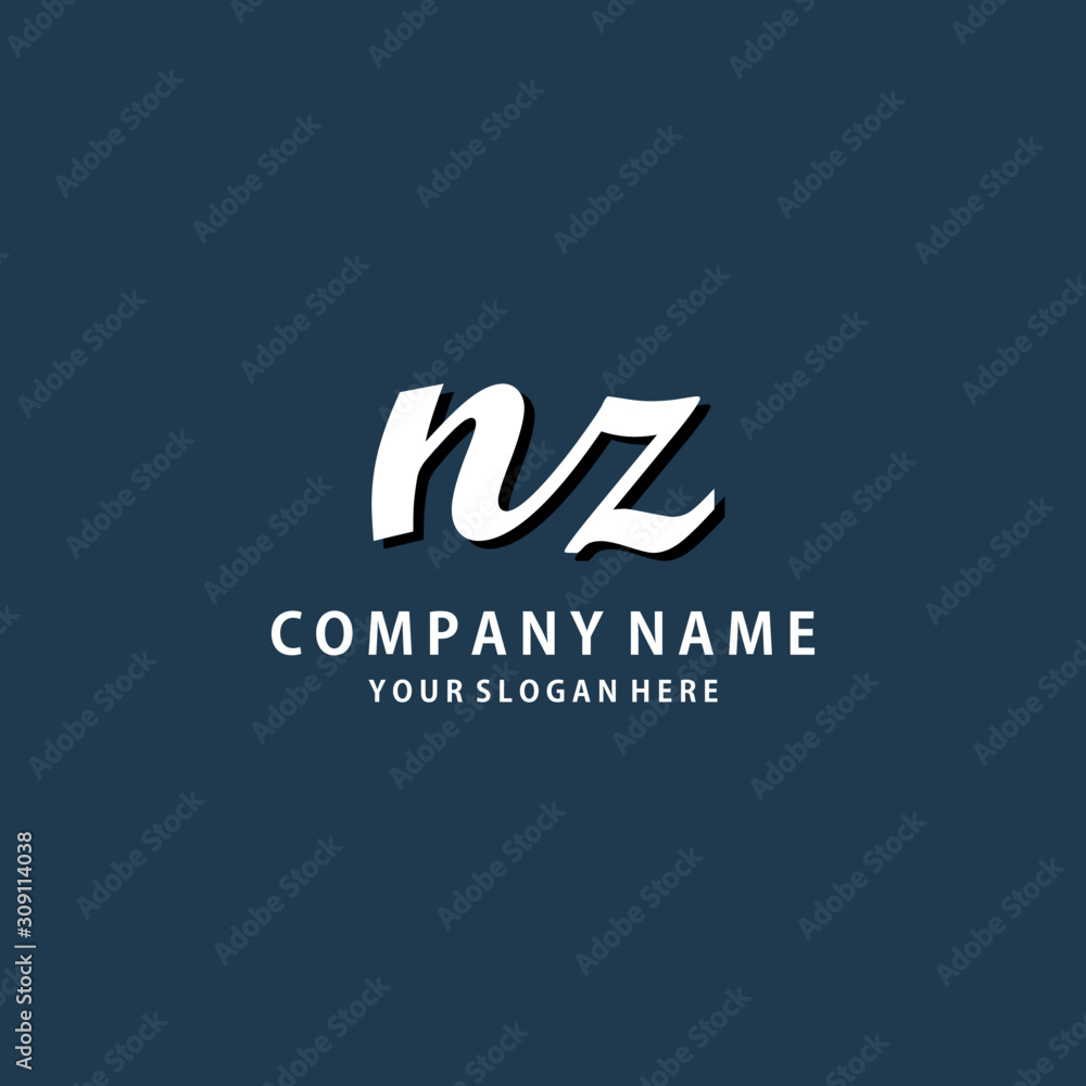 Initial NZ white color logo template Initial NZ white color logo template