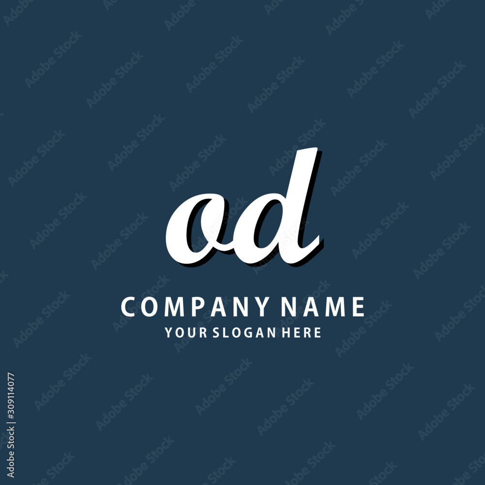 Initial OD white color logo template 