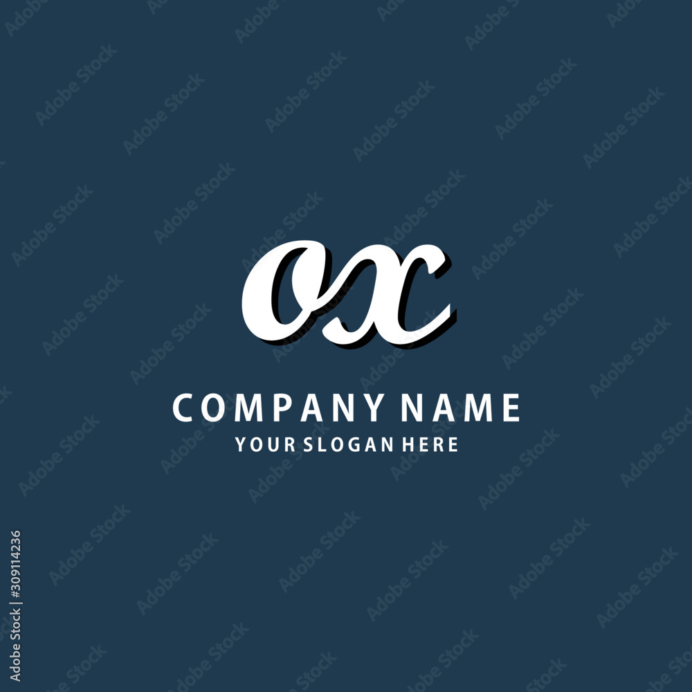 Initial OX white color logo template 