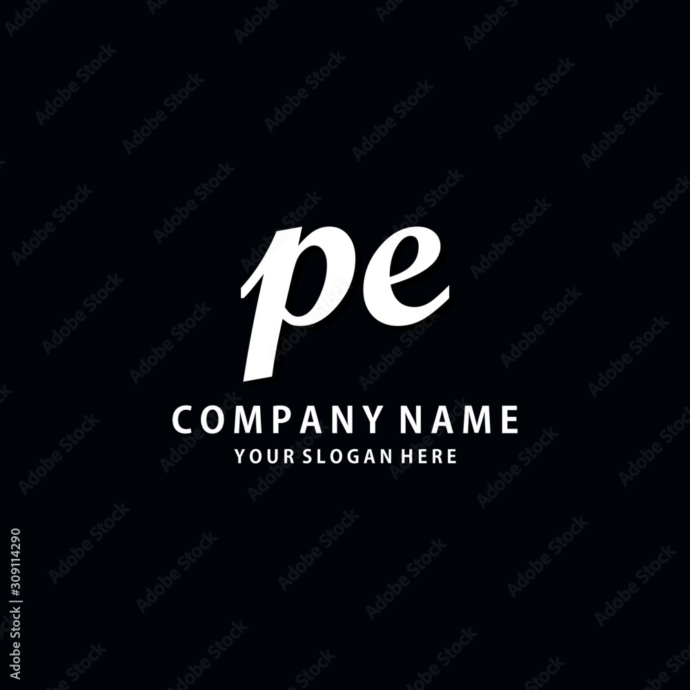 Initial PE white color logo template Initial PE white color logo template