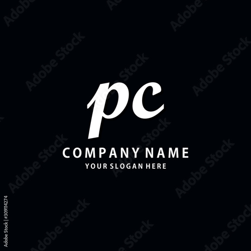 Initial PC white color logo template 