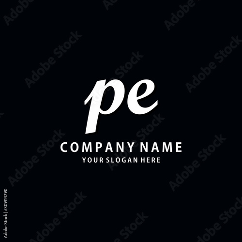 Initial PE white color logo template 