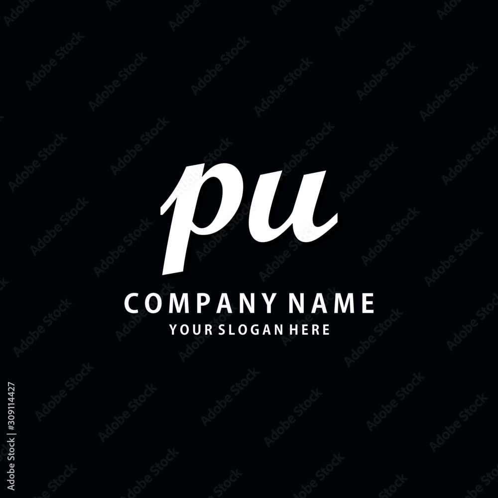 Initial PU white color logo template Initial PU white color logo template