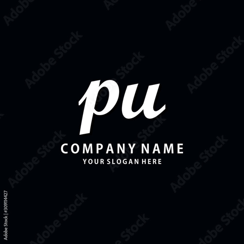 Initial PU white color logo template 