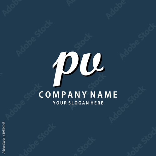 Initial PV white color logo template 