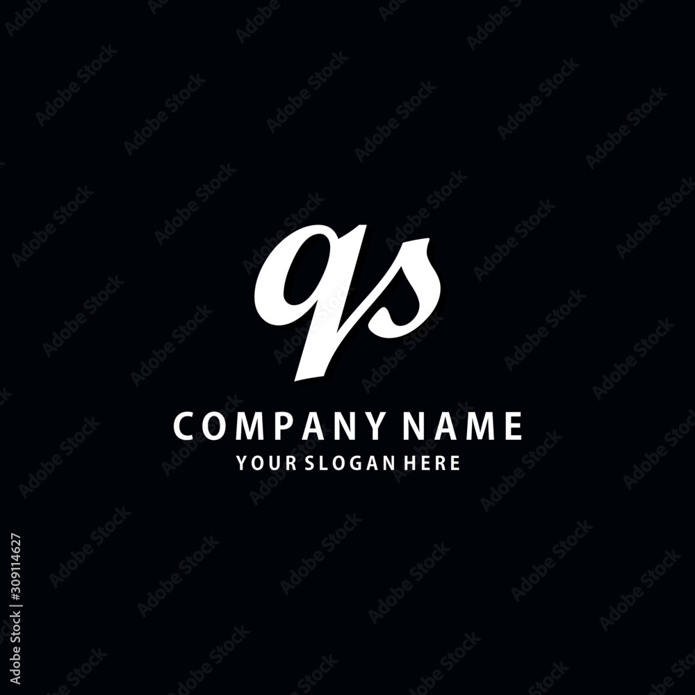 Initial QS white color logo template 