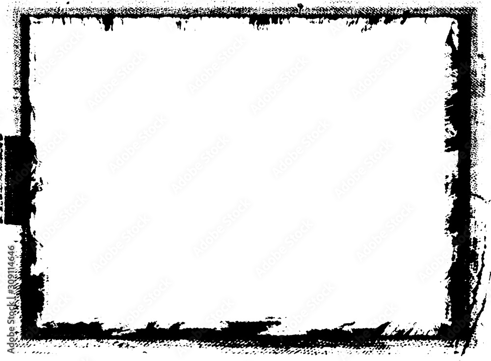 Black frame hand drawn on white background. Paint strokes with a dry brush Black frame hand drawn on white background. Paint strokes with a dry brush